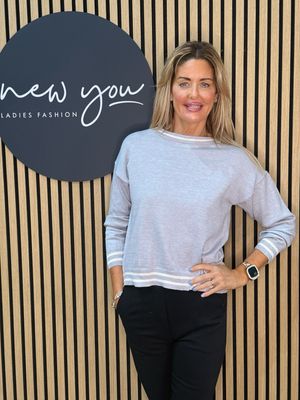 Stripe Trim Jumper - L Grey
