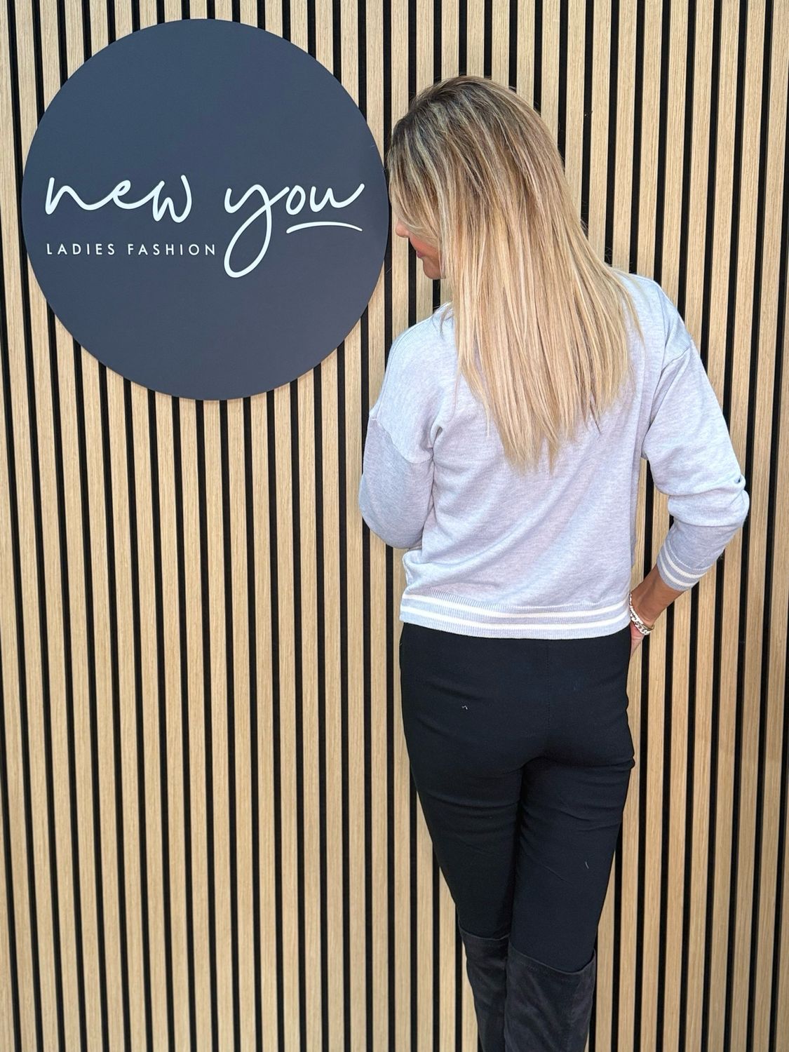 Stripe Trim Jumper - L Grey