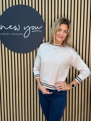 Stripe Trim Jumper - Mocha