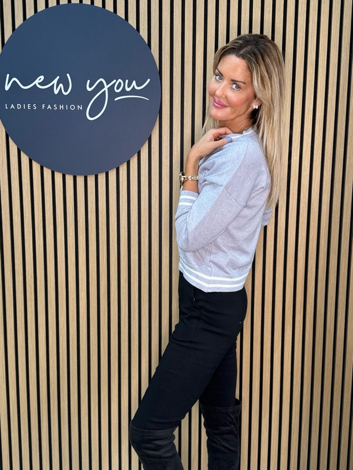 Stripe Trim Jumper - L Grey