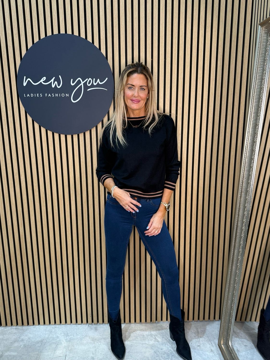 Stripe Trim Jumper - Black