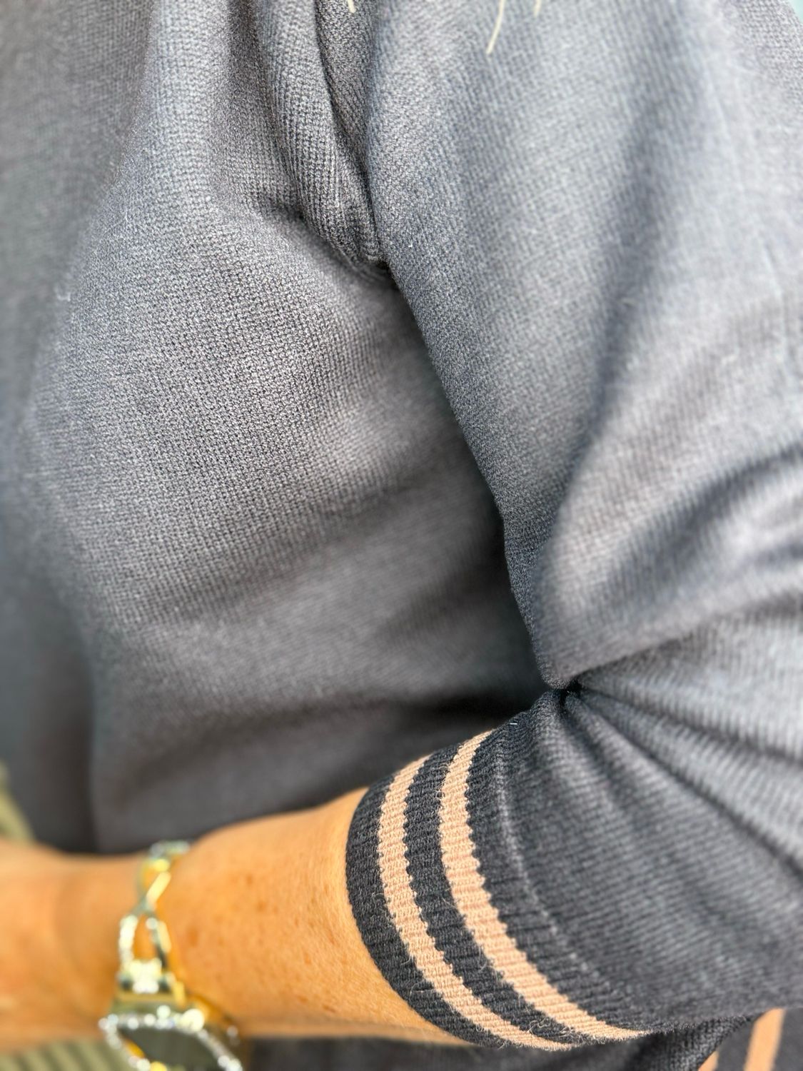 Stripe Trim Jumper - Black