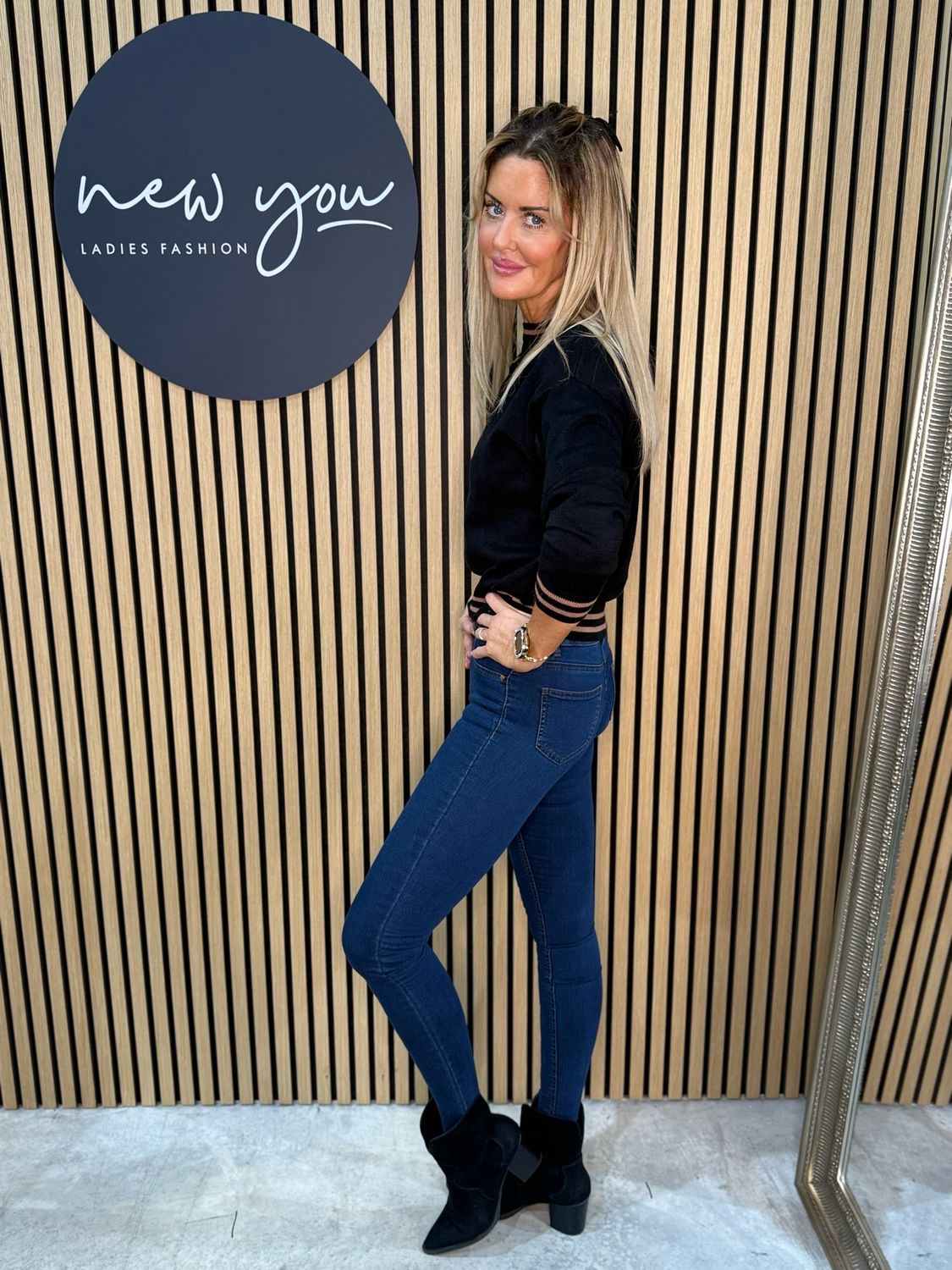 Stripe Trim Jumper - Black