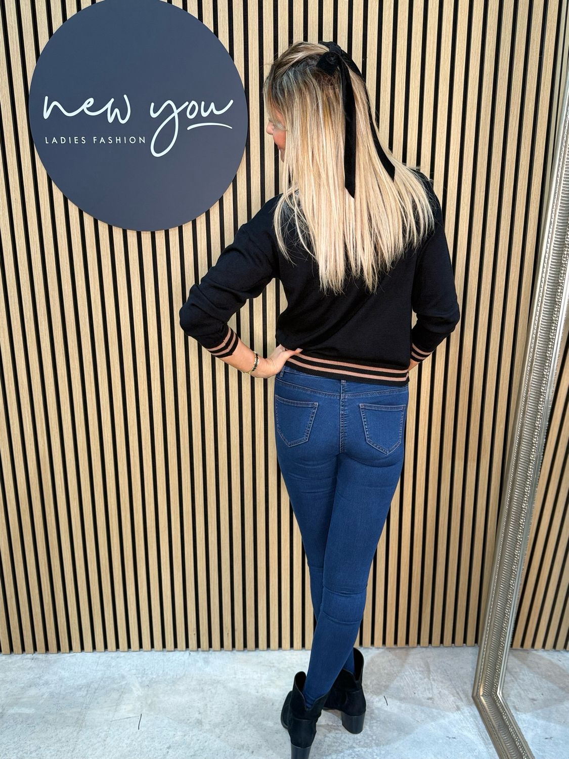 Stripe Trim Jumper - Black