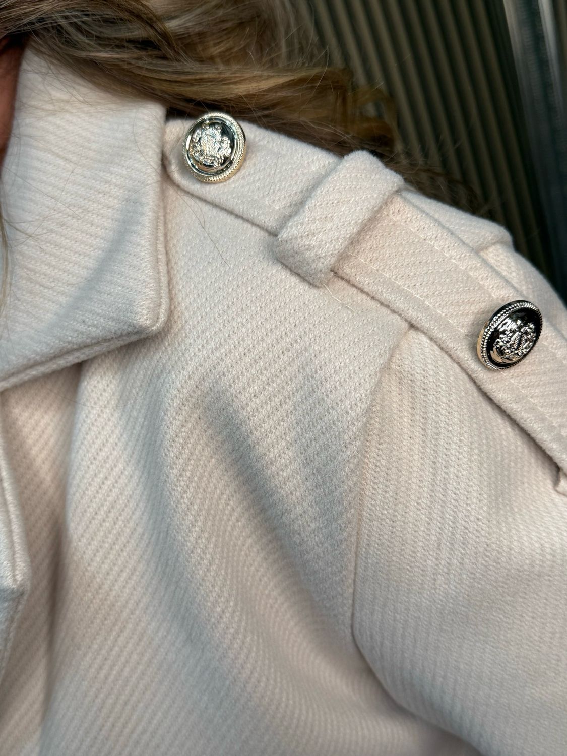 Double Breasted Belted Coat - Cream