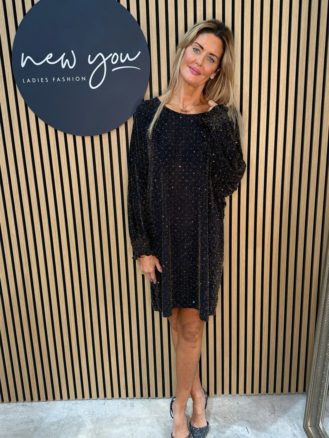 Relaxed Fit Sparkle Dress - Black