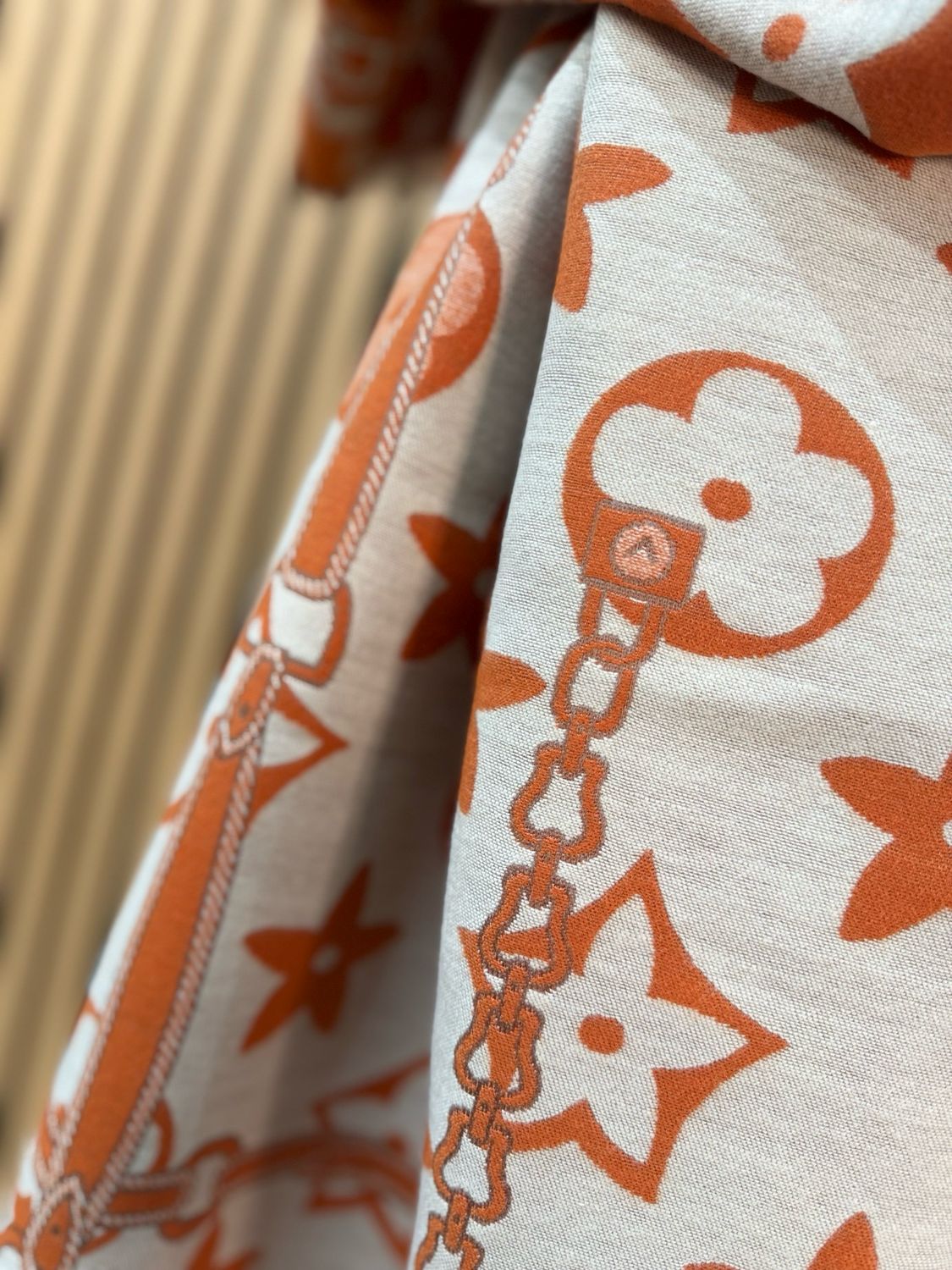 Printed Scarf - Orange/Beige