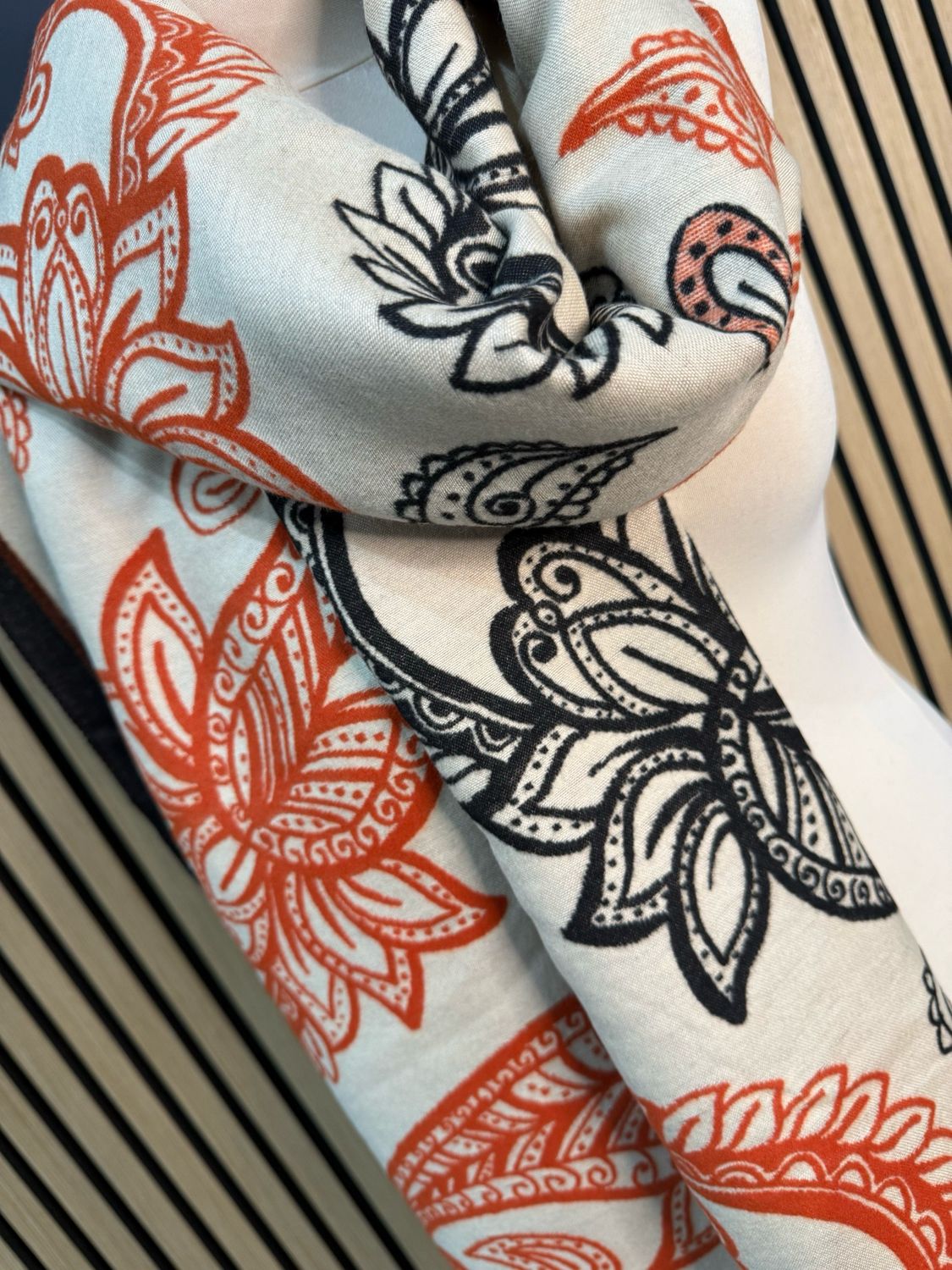Paisley Print Scarf - Rust/Black