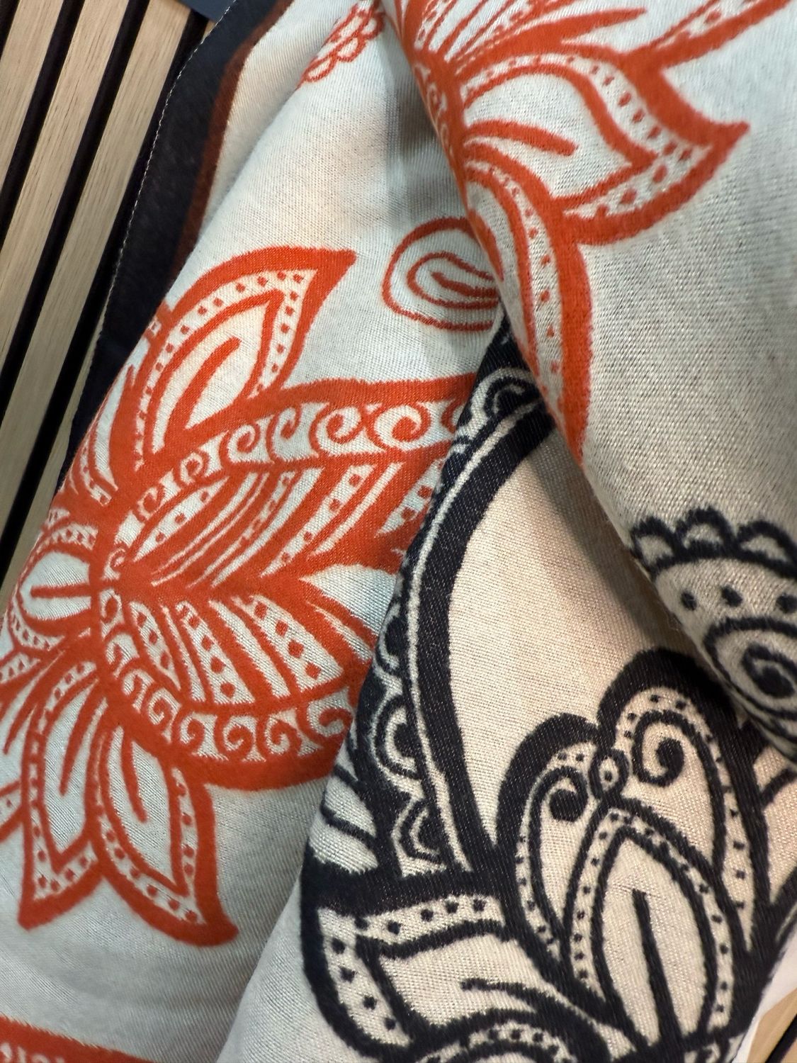 Paisley Print Scarf - Rust/Black