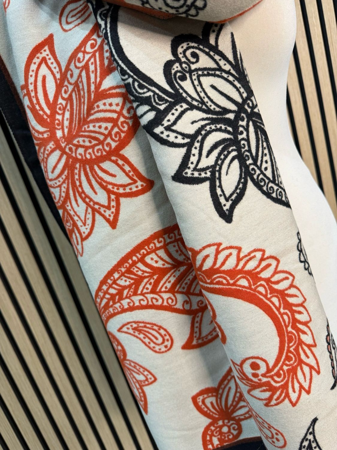 Paisley Print Scarf - Rust/Black