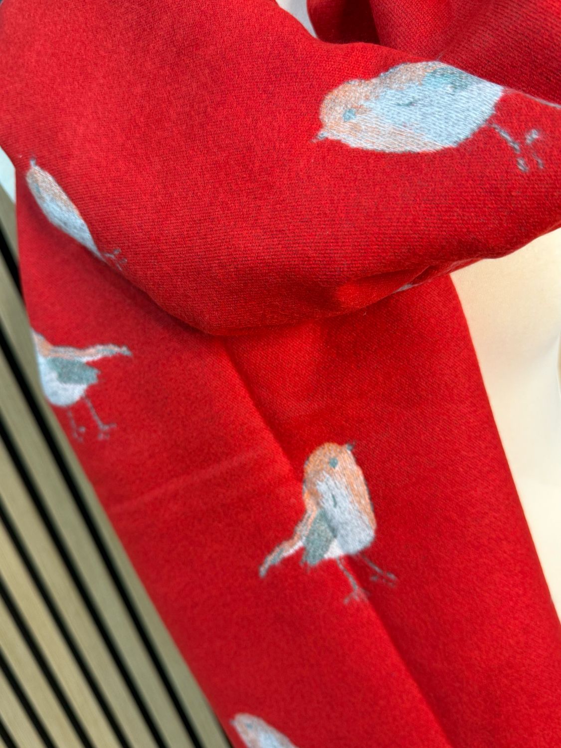 Robin Print Scarf - Red