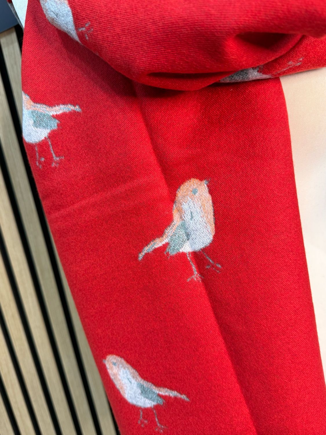 Robin Print Scarf - Red