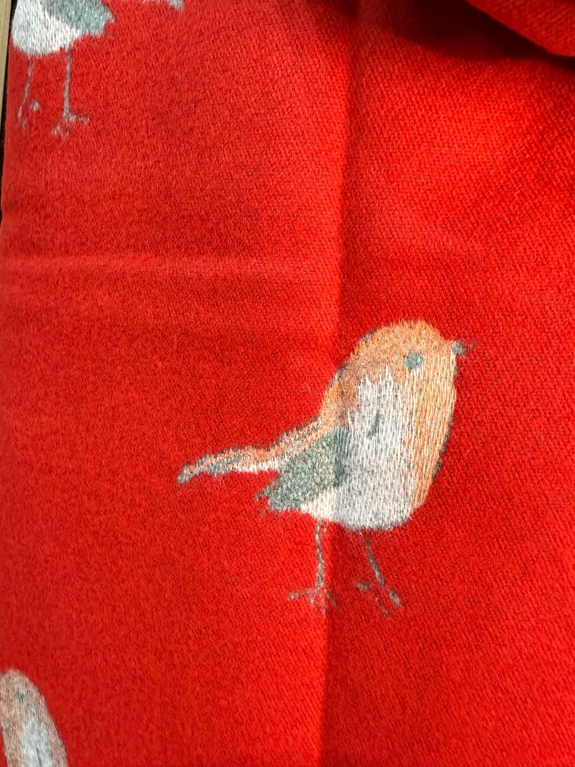 Robin Print Scarf - Red