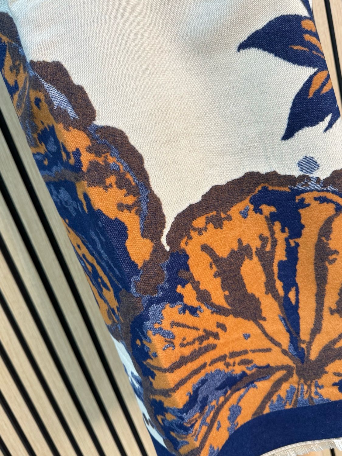 Floral Print Scarf - Navy/Tan