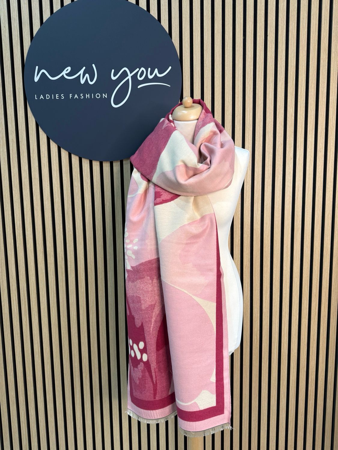 Abstract Floral Print Scarf - Pink Mix