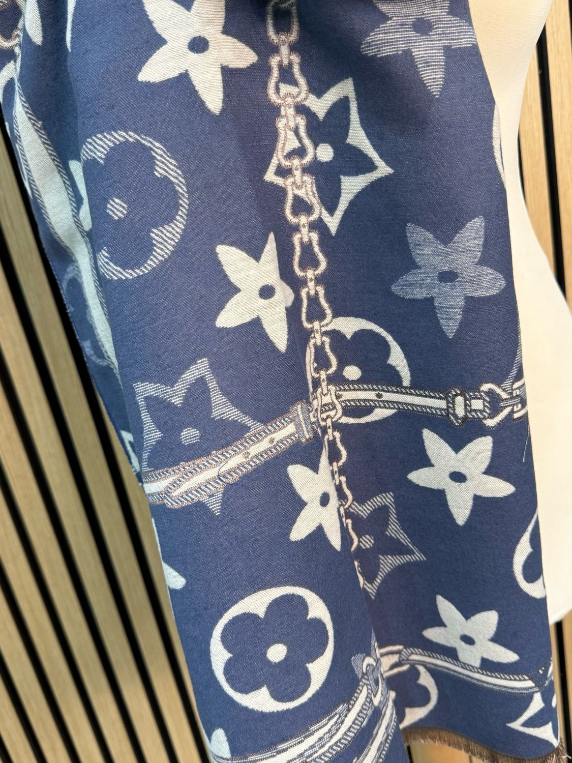 Printed Scarf - Blue/Grey