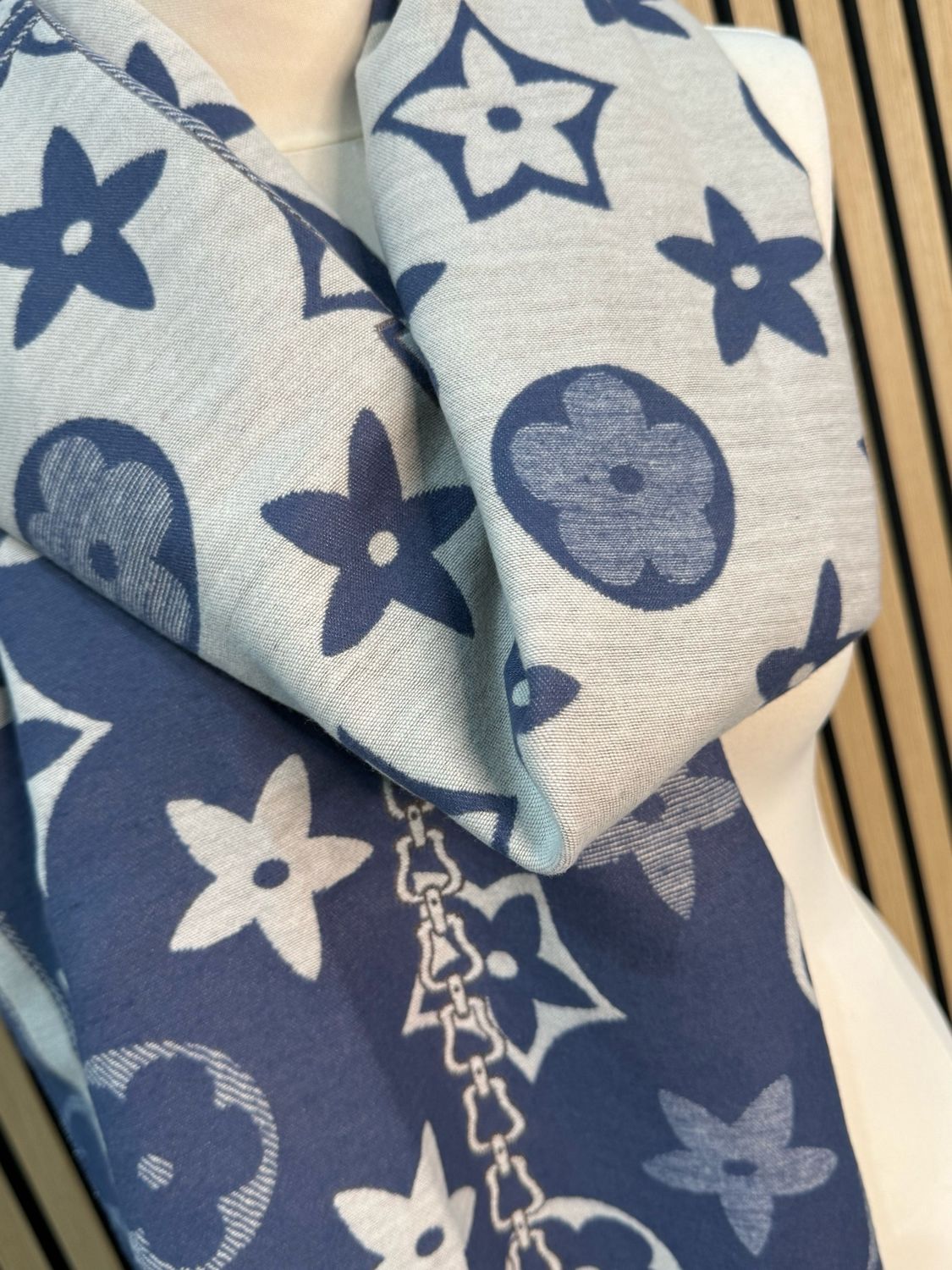 Printed Scarf - Blue/Grey