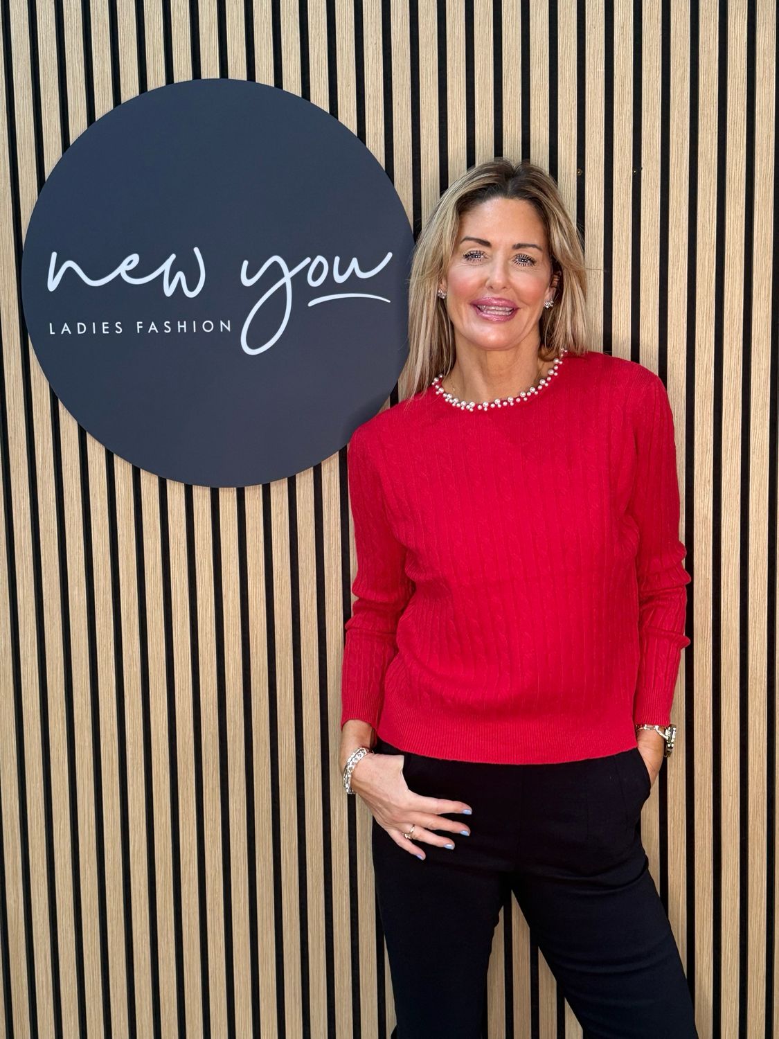 Pearl Trim Jumper - Red