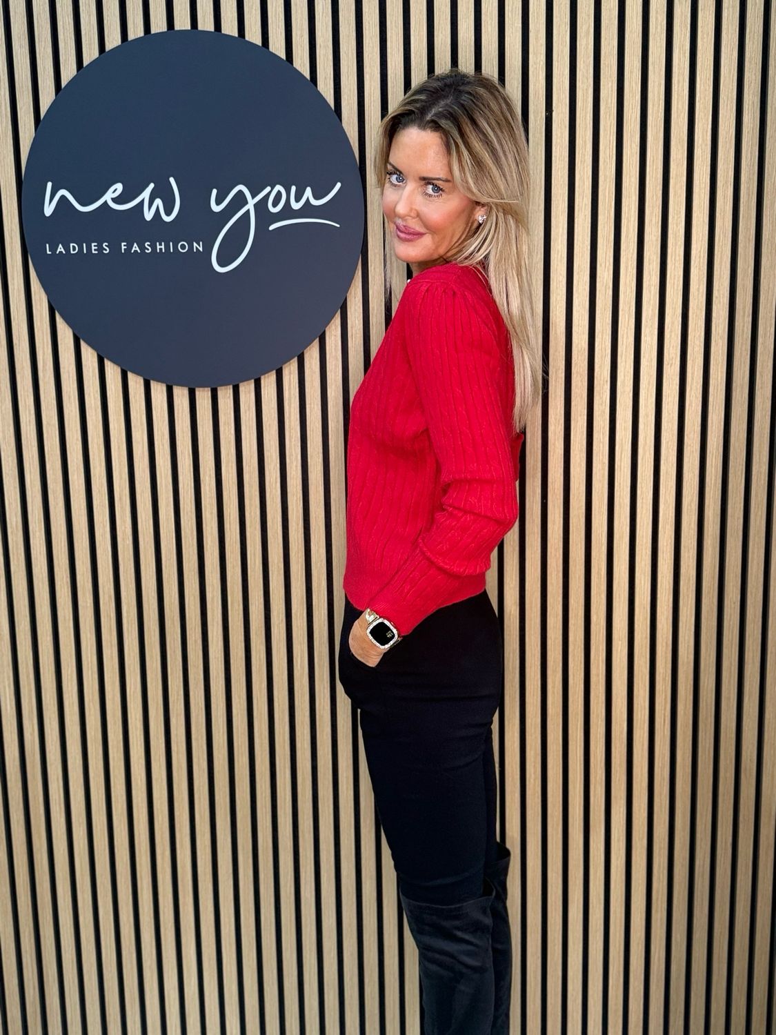 Pearl Trim Jumper - Red