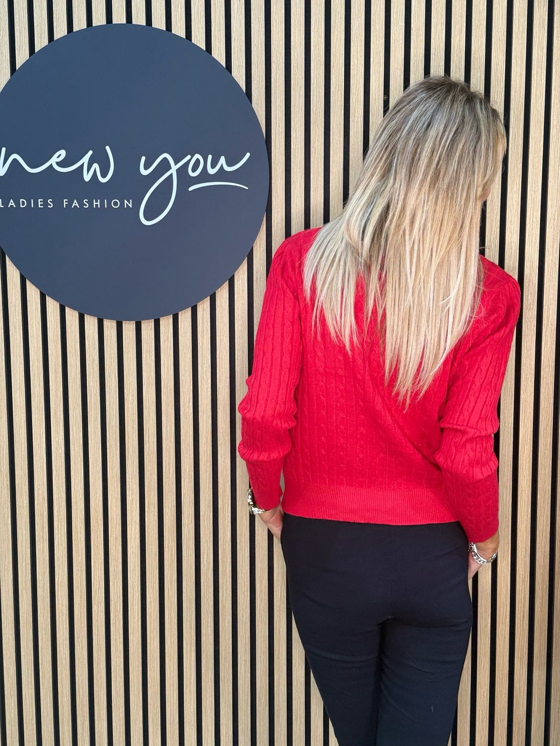 Pearl Trim Jumper - Red