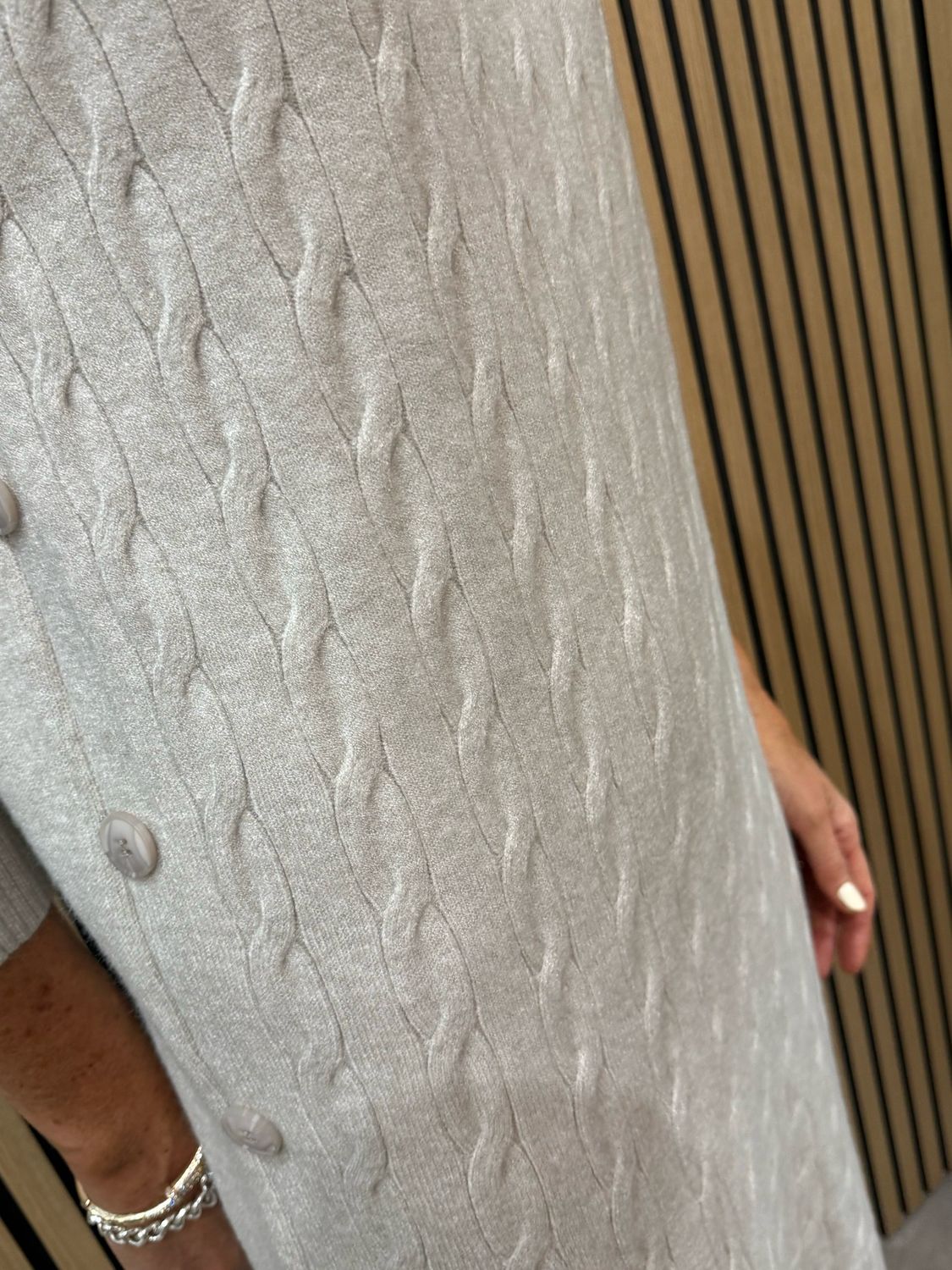 Cable Knit Button Dress - Cream