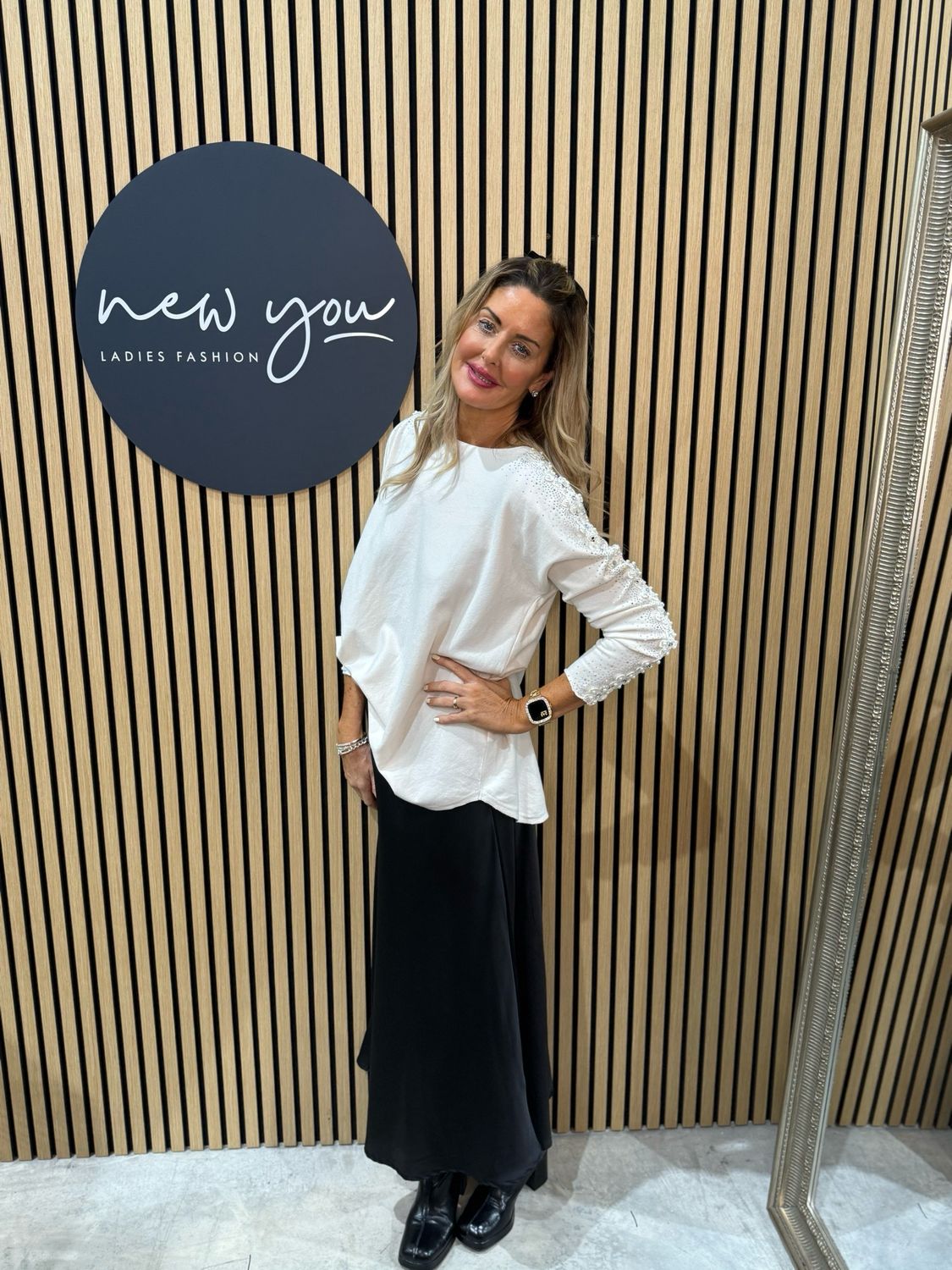 Pearl Sleeve Jumper - Cream