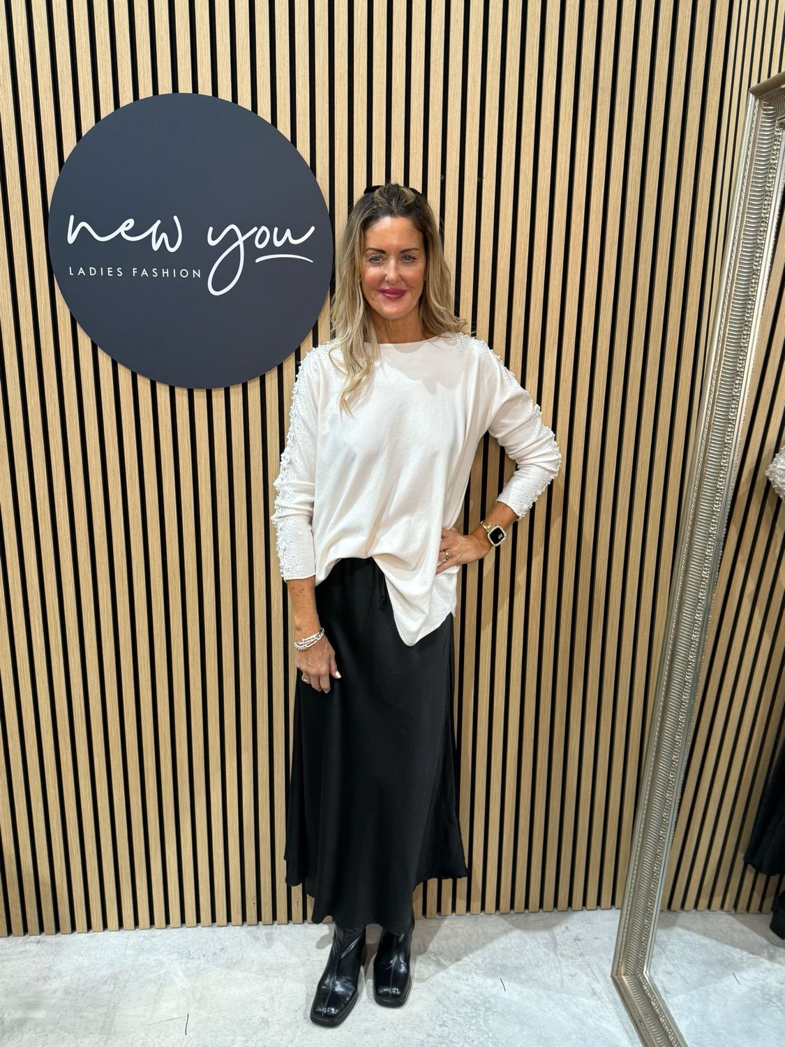 Pearl Sleeve Jumper - Cream