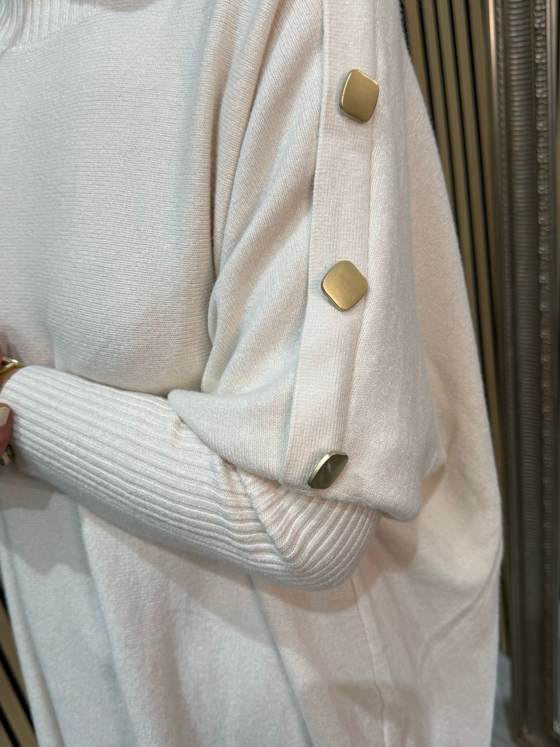 Fringe Knit Poncho - Cream