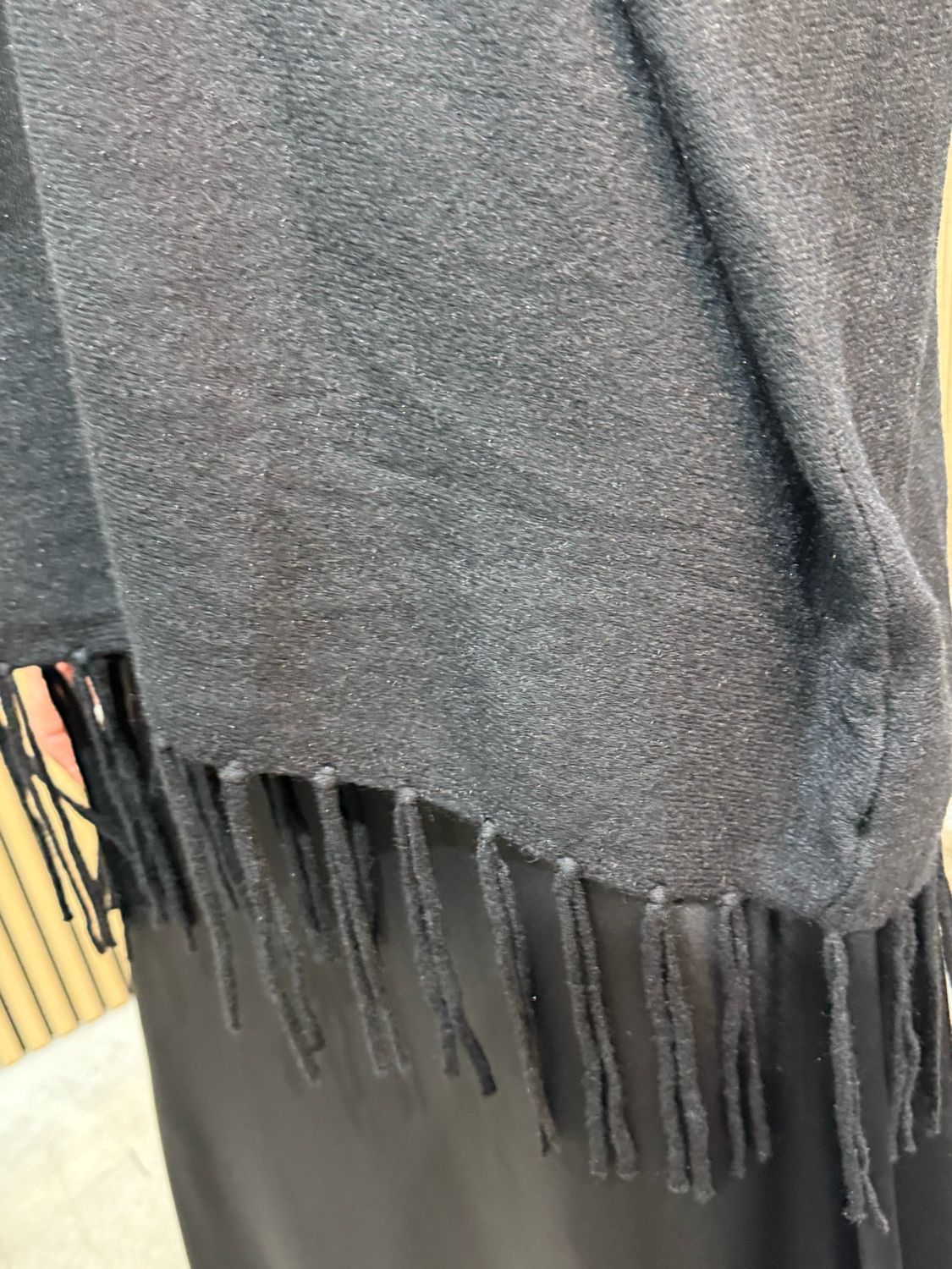 Fringe Knit Poncho - Black