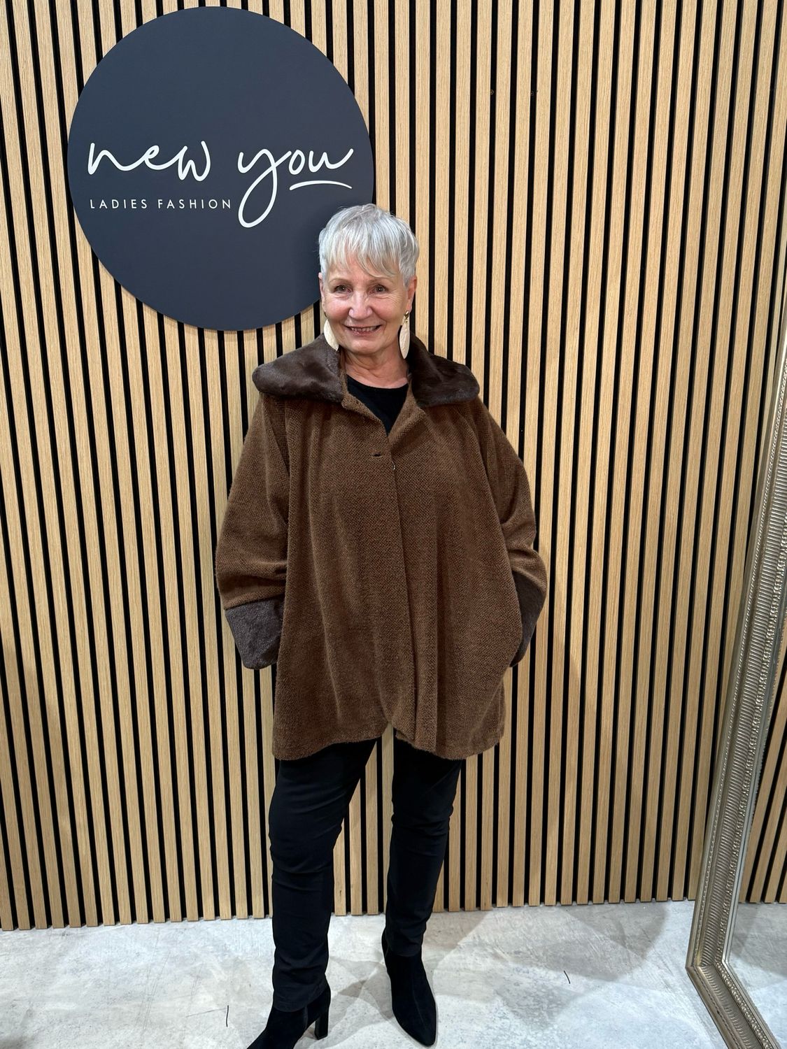 Faux Fur Trim Coat - Chocolate