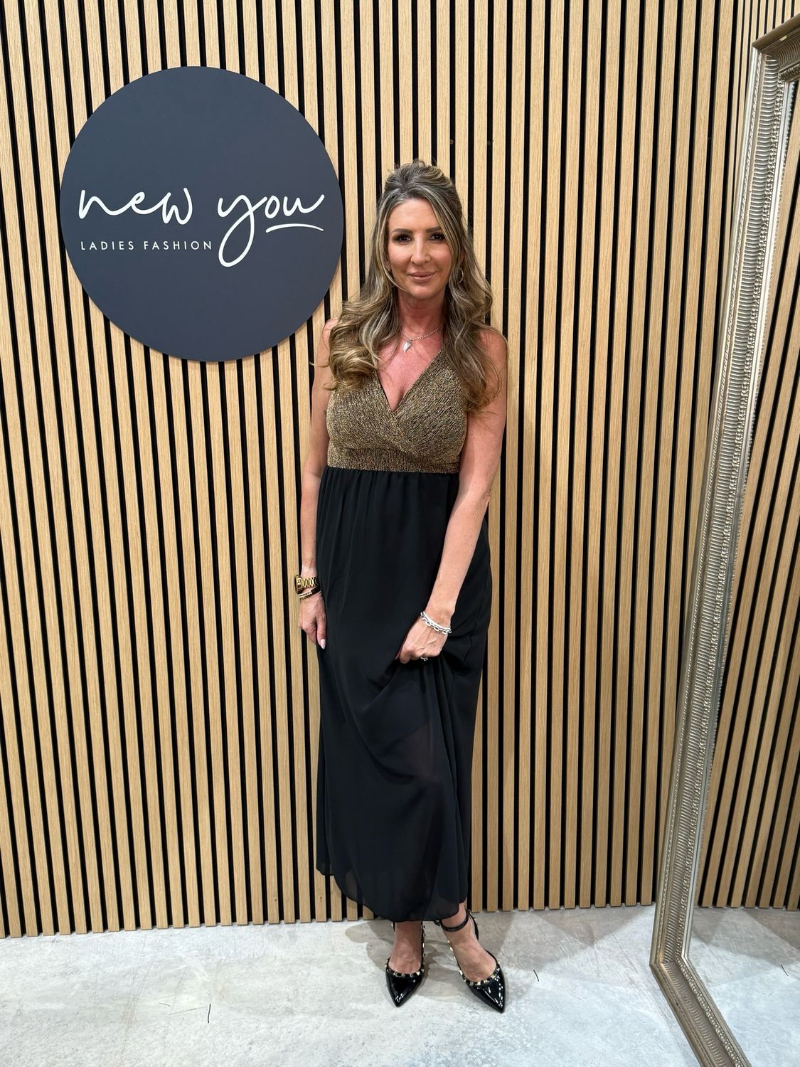 Two Tone Soft Drape Midi Dress - Gold