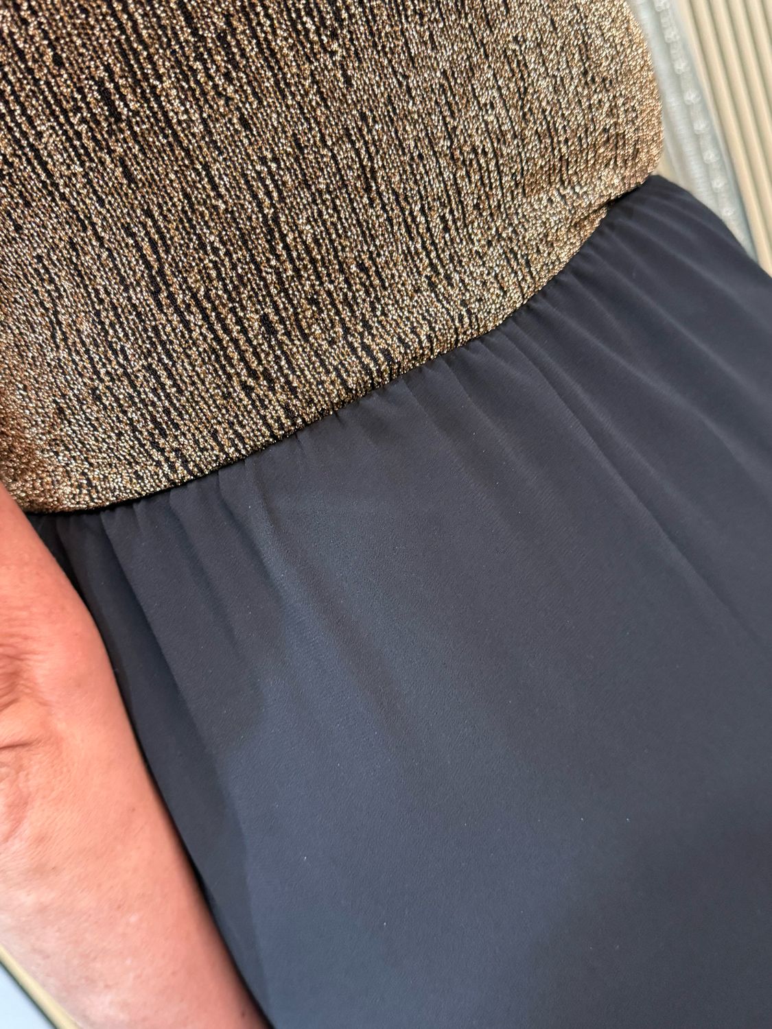 Two Tone Soft Drape Midi Dress - Gold