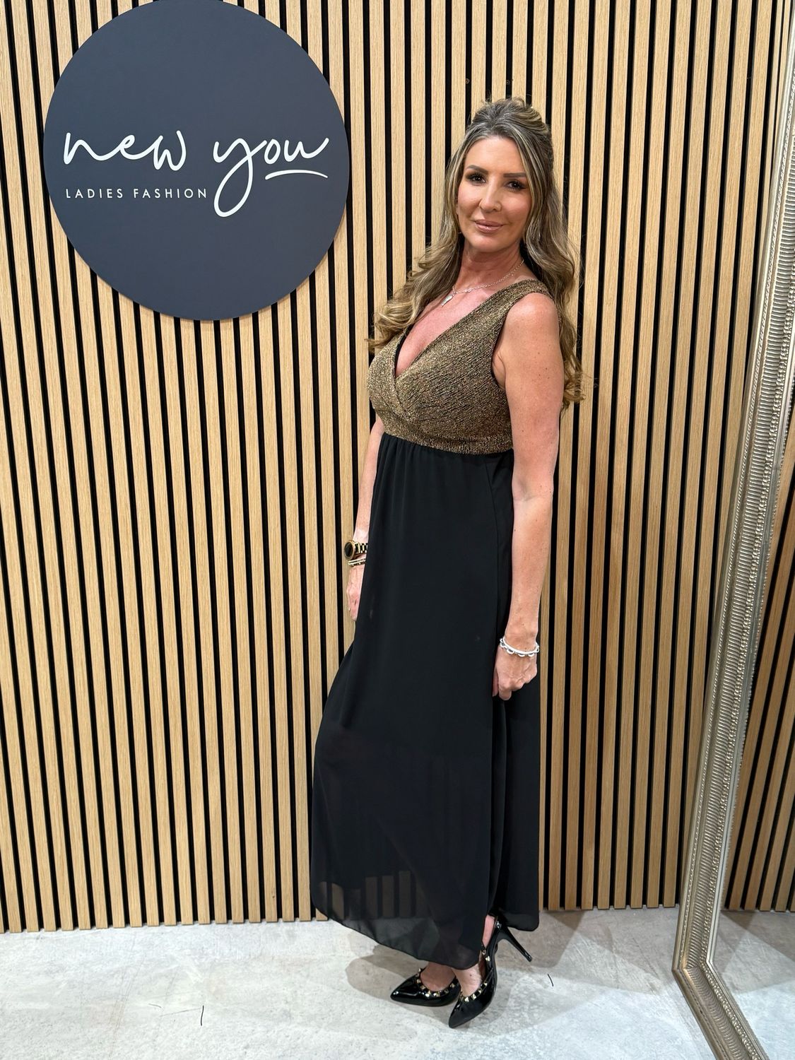 Two Tone Soft Drape Midi Dress - Gold