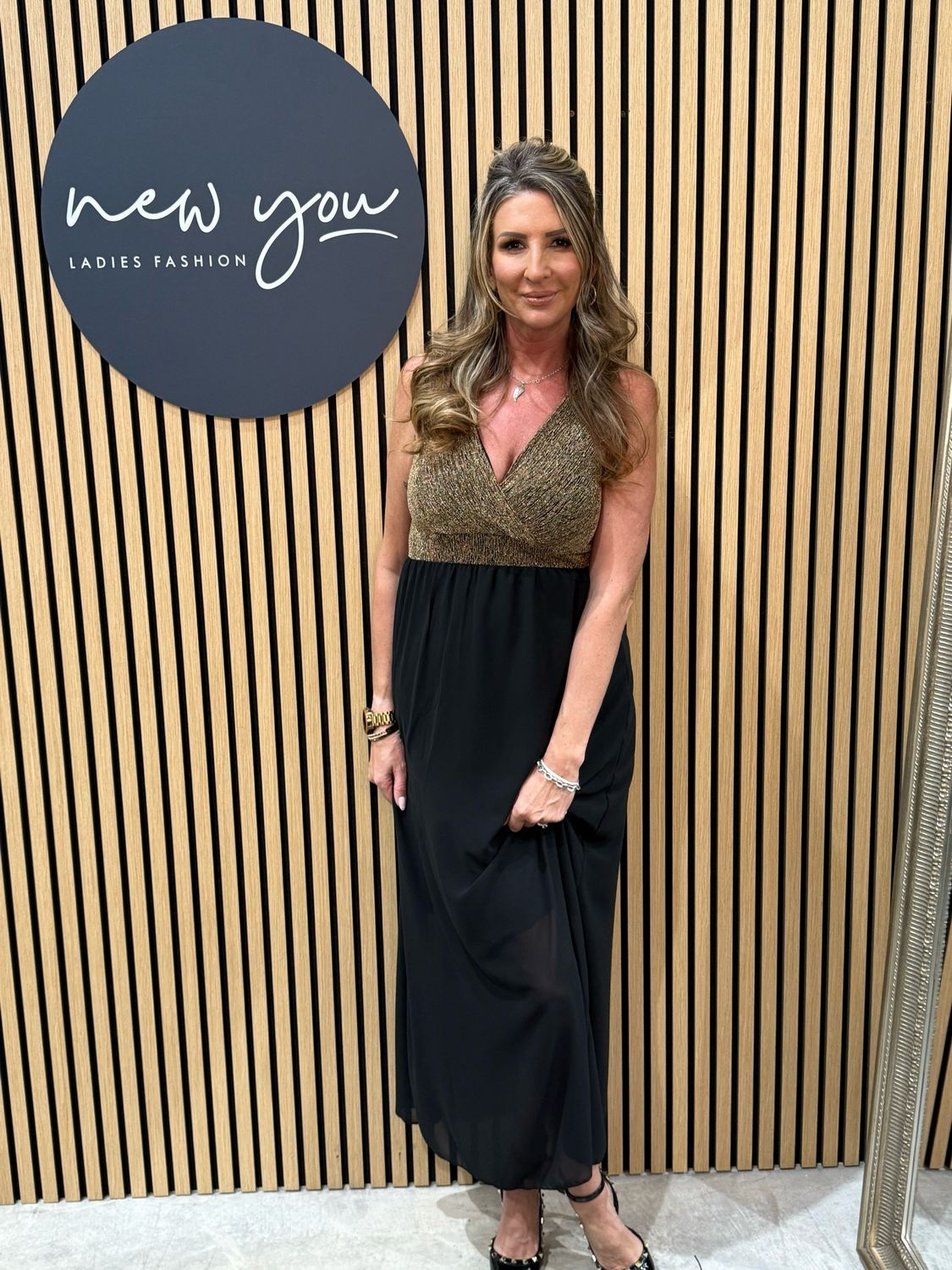 Two Tone Soft Drape Midi Dress - Gold