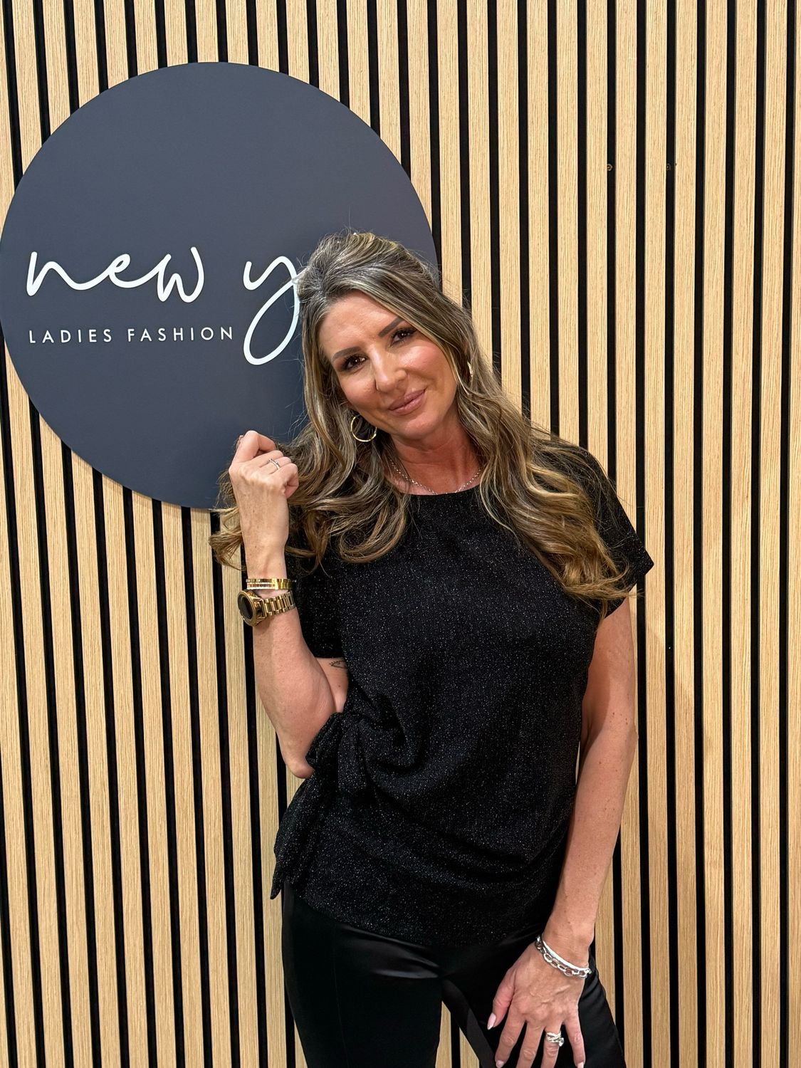 Side Tie Sparkle Top - Black