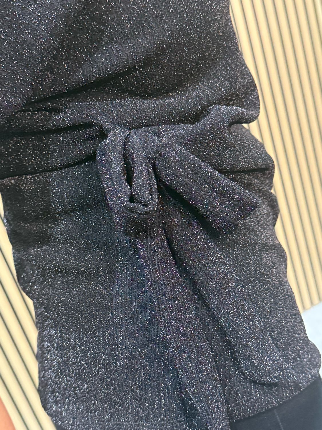 Side Tie Sparkle Top - Black