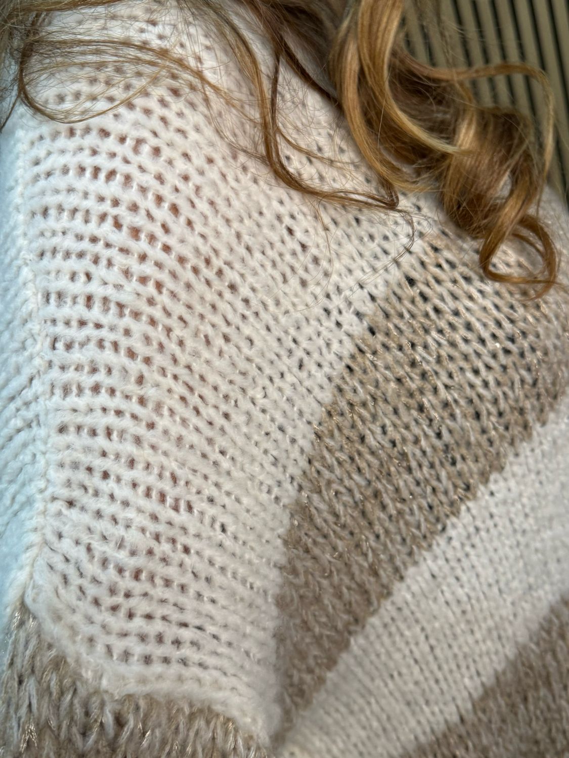 Soft Knit Striped Jumper - Cream/Taupe