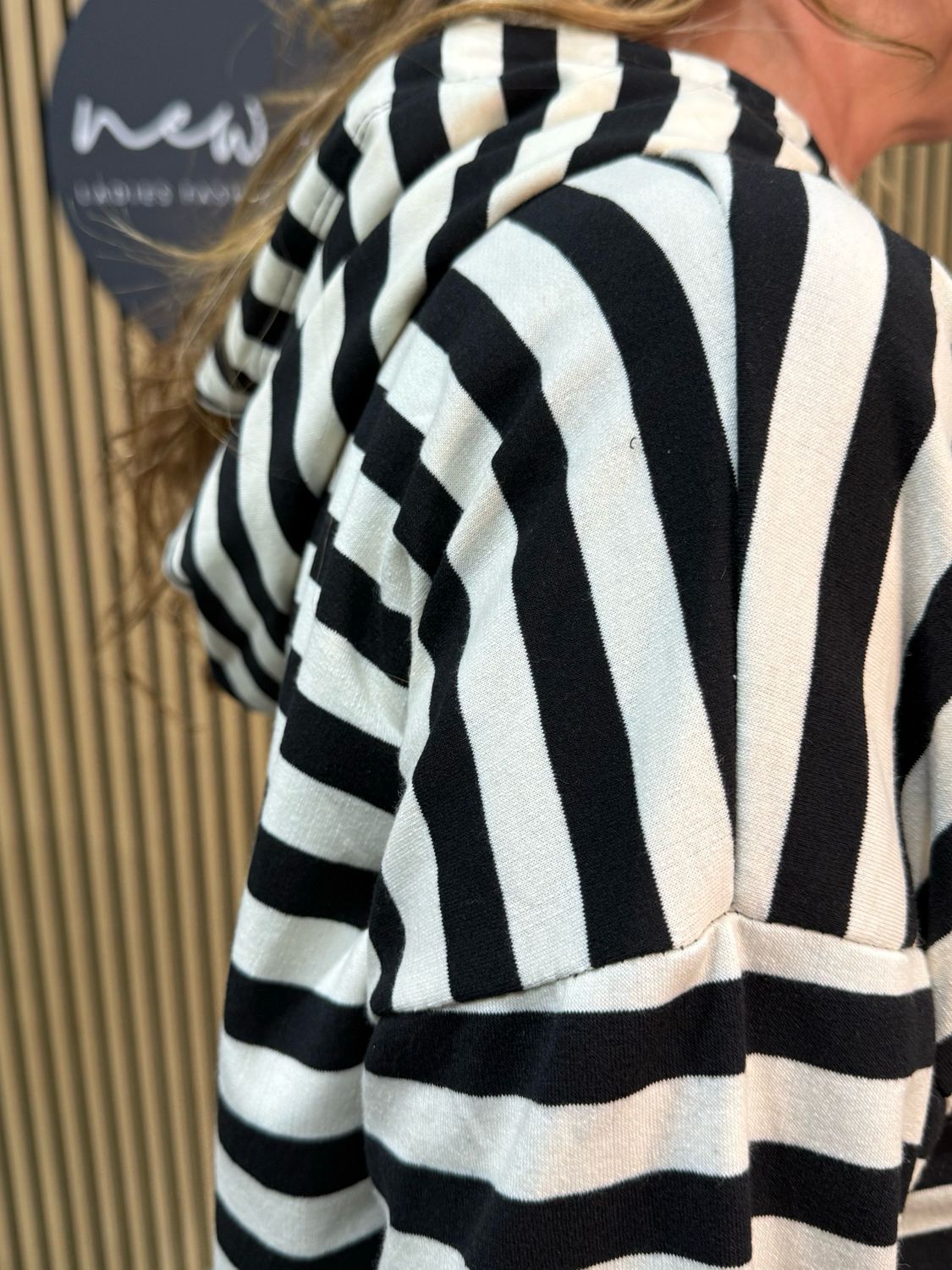 Striped Cotton Hooded Jumper - Black/White