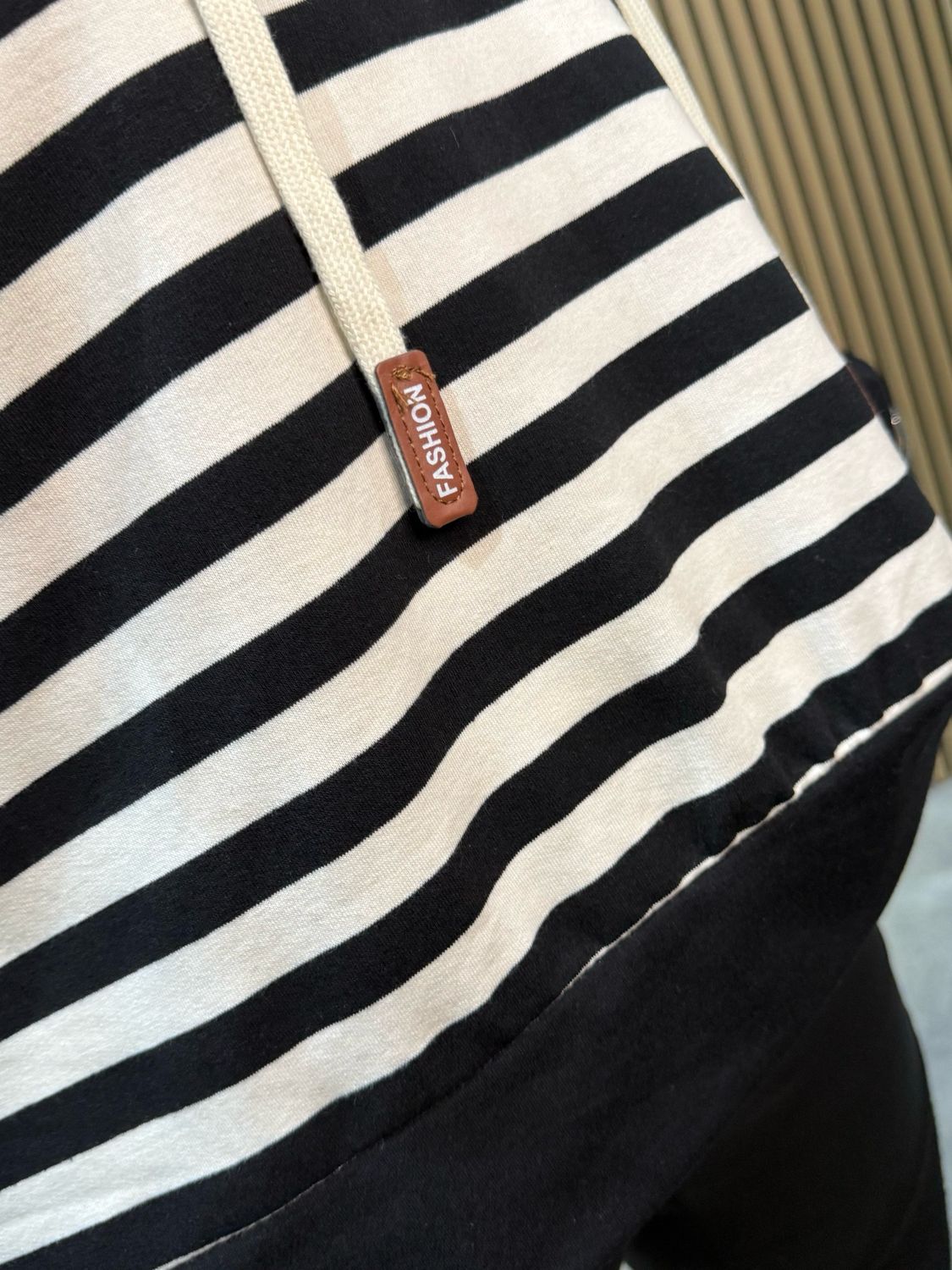 Striped Cotton Hooded Jumper - Black/White