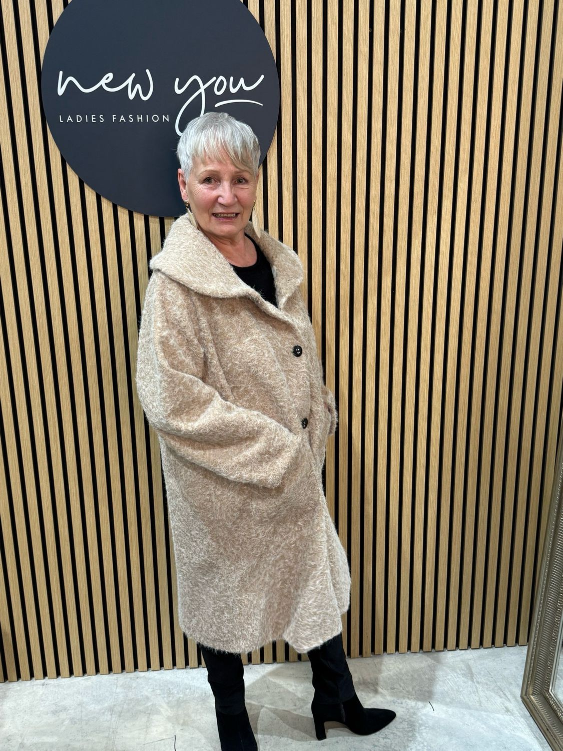 Textured Button - Up Coat - Cream