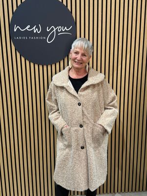 Textured Button - Up Coat - Cream