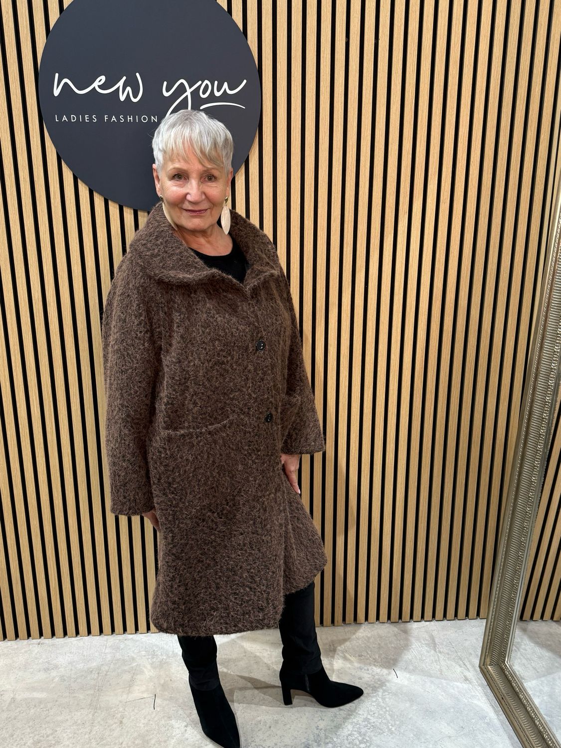 Textured Button - Up Coat - Chocolate