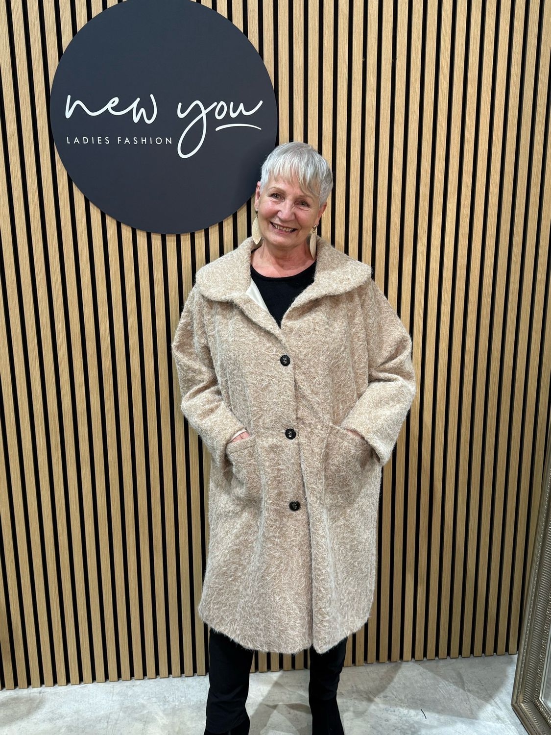 Textured Button - Up Coat - Cream