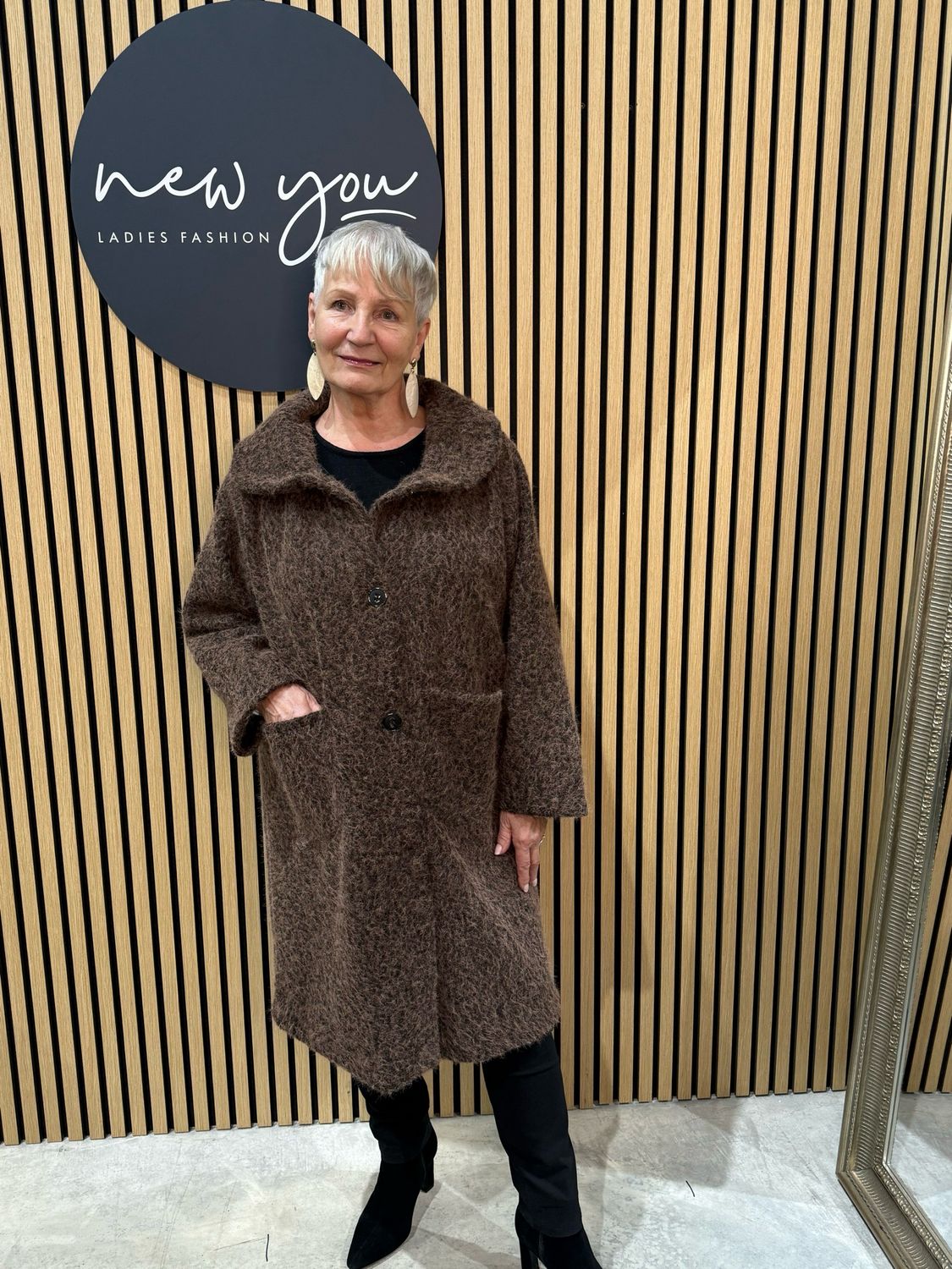 Textured Button - Up Coat - Chocolate