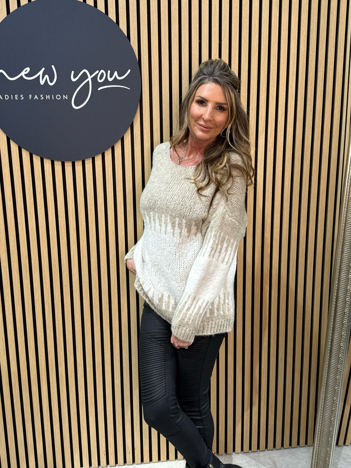 Two Tone Soft Knit Jumper - Cream