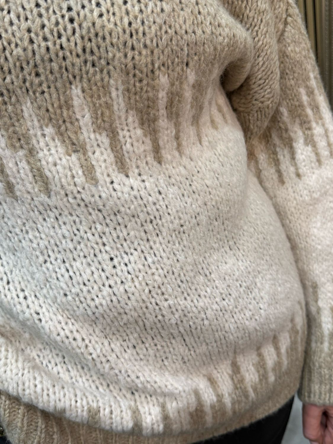 Two Tone Soft Knit Jumper - Cream