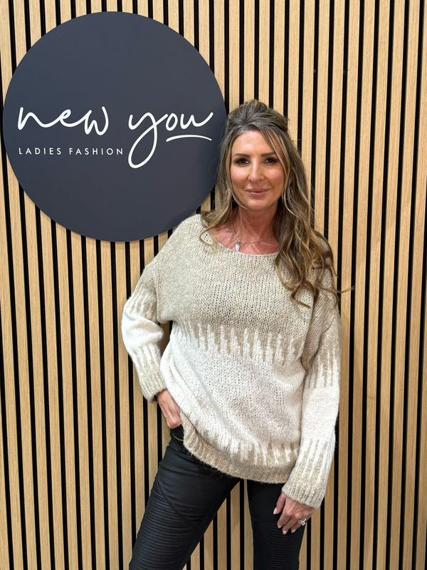 Two Tone Soft Knit Jumper - Cream