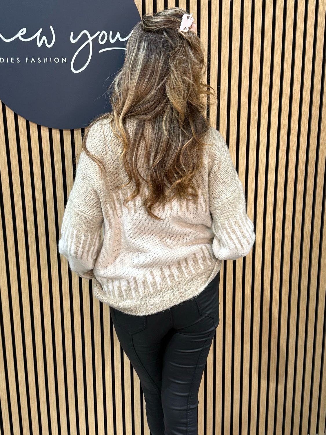 Two Tone Soft Knit Jumper - Cream