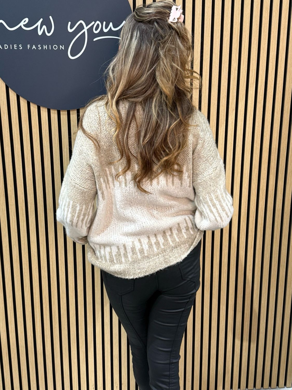 Two Tone Soft Knit Jumper - Cream