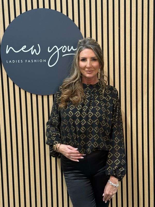 Geometric Print Blouse - Black/Gold